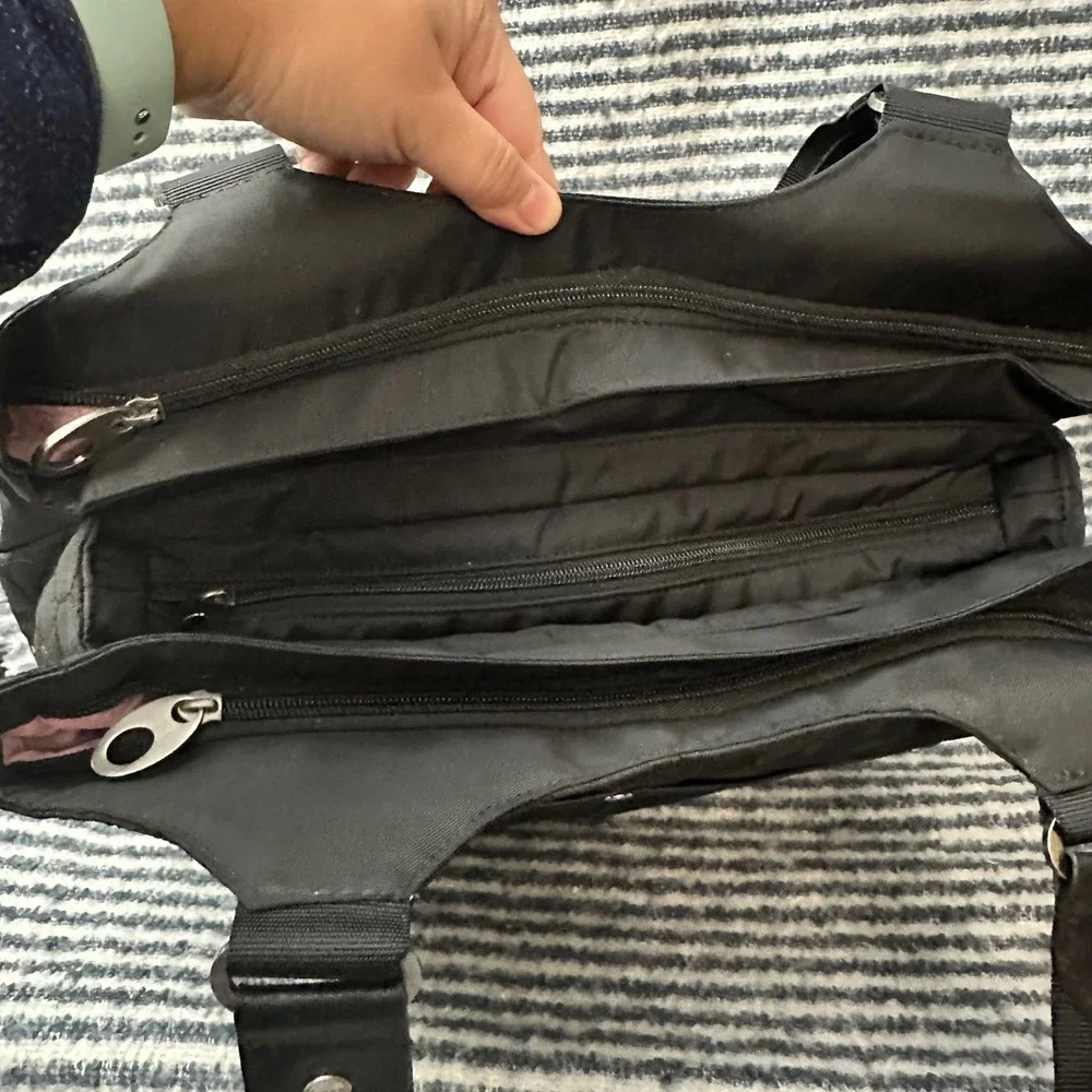 Mosey‎ Life Quilted Black Large Diaper Tote Shoulder Bag Zip Multicompartment